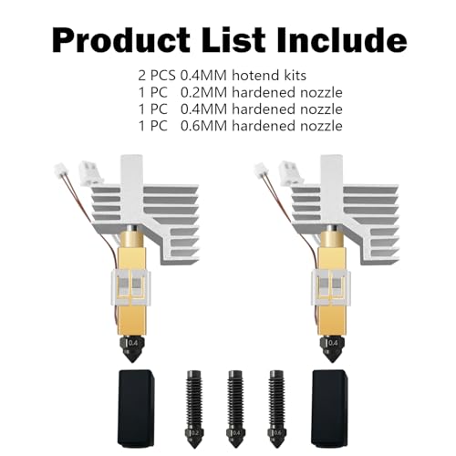 HzdaDeve 2PK 0.4 mm Hardened Steel Ceramic Hotend for Centauri Carbon 2/CC2 Print Head Extruder Kit Hot End Heating Cartridge Silicone Cover Heating Block with Extra 0.2 mm 0.4 mm 0.6 mm Hardened