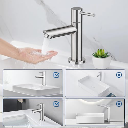 Ibergrif M18103 Brushed SUS304 Cold Water Basin Tap, 70 mm