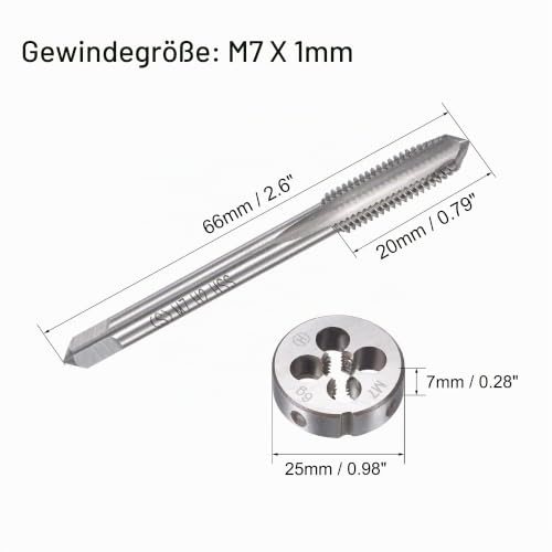 sourcing map Tap Die Set M7 x 1mm, Thread Cutting Die Alloy Tool Steel M7 x 1mm