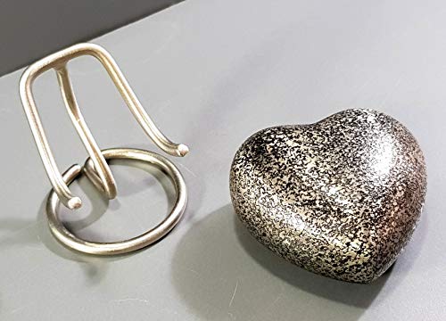 eSplanade Brass Mini Cremation Urn Heart-Shaped Keepsake Memorial Jar Pot Container | Small Urn for Funeral Ashes Burial | Textured Metal Keepsake with Stand | Silver - 2.75" Inches