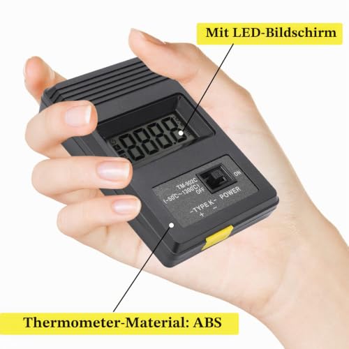 Thermometer Sensor, Digital Thermometer LCD High Precision Industrial Temperature Sensor Standard K Connection Portable Temperature Humidity Monitor