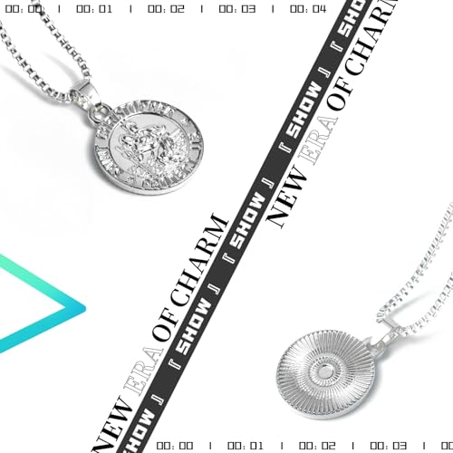 St Christopher Necklace,Fashion Circular Letter Coin Pendant Metal Necklace As The Guardian Deity of Jesus on His Journey, Male and Female Hip-Hop Figures Amulets Religious Gifts Accessories