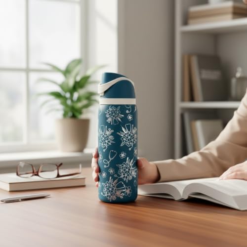 Nurse appreciation Gift for healthcare worker RN coffee mug Tumbler for RN Insulated tumbler Stethoscope water bottle (32oz Teal(71)-Floral Nurse 2.0(D37)) 32oz Teal(71)-Floral Nurse 2.0(D37)