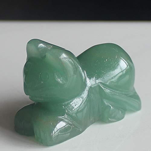 Generic Hand Carved Mixed gemstome Crystal cat Animal Figurine Animal Carving(Green Aventurine) Green Aventurine