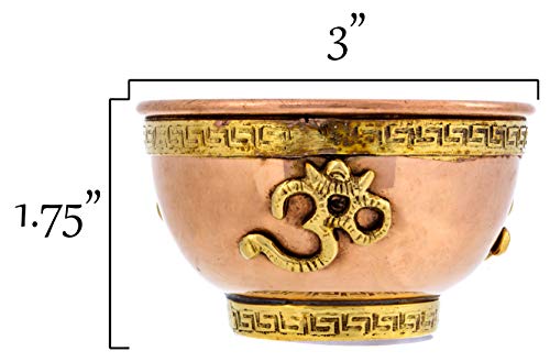 Om Copper Bowl - Offering Bowl for Altar or Ritual Use - Incense Holder, Home Decor - 3 Inches Wide Om