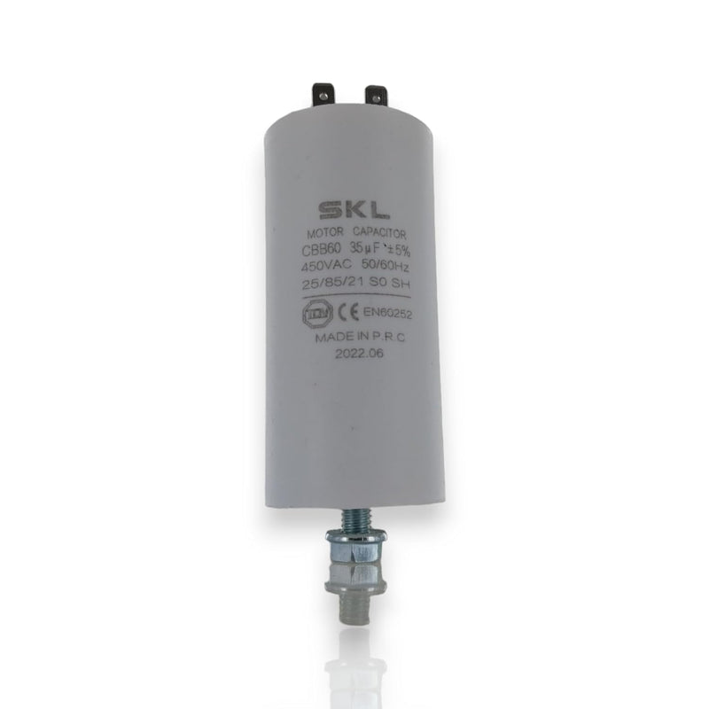 Universal Capacitor 35µF 450V Diameter 45 x 95 mm with 6.3 mm AMP Fastening Screw M8 CBB60 Engine Start and Run Capacitor for Electric Household Appliances