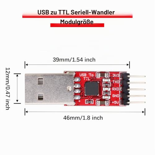 CP2102 HW-598 USB to TTL Serial Converter Module UART USB TTL Adapter Converter for 3.3 V and 5 V with Jumper Cable Pack of 2