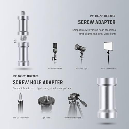 NEEWER Camera Flash Bracket H Type Mount with Umbrella Softbox Holder, 180° Swivel Adjustable Metal Light Stand Adapter with 1/4" to 3/8" Screw Adapter for Speedlite LED Light Stand Tripod (2 Pack) FB-1(2-Pack）
