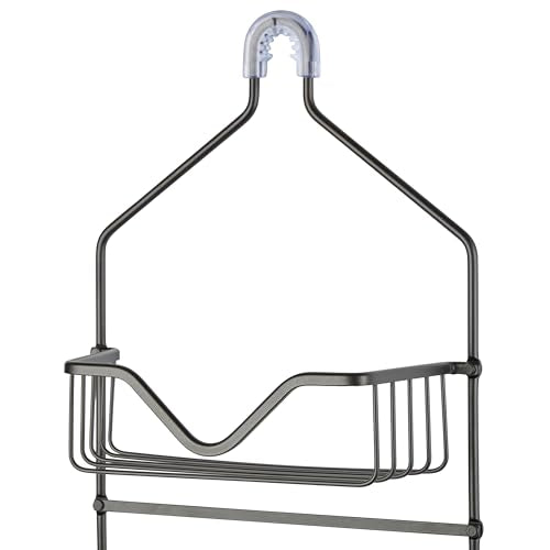 Bath Bliss 3 Tier Aluminum Shower Caddy | 2 Shelves | 1 Soap Dish | 2 Razor Hooks | Bathroom Storage | Holds Large Bottles | Black