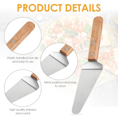 12 Pcs Pizza Server Spatula Pie Servers Spatula With Wooden Handle Shovel Stainless Suitable For And Easy to Grip Pizza Spatula Pie Knife Cake Servers