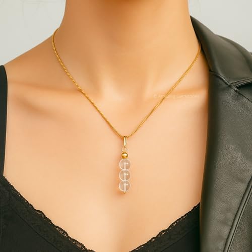 Amazing Gemstone Clear Quartz Necklace for Women, Handmade Healing Crystal Necklace with Clear Quartz Bead - White Necklace Pendant Jewelry for Women - Dainty Birthday Gifts for Women Gold