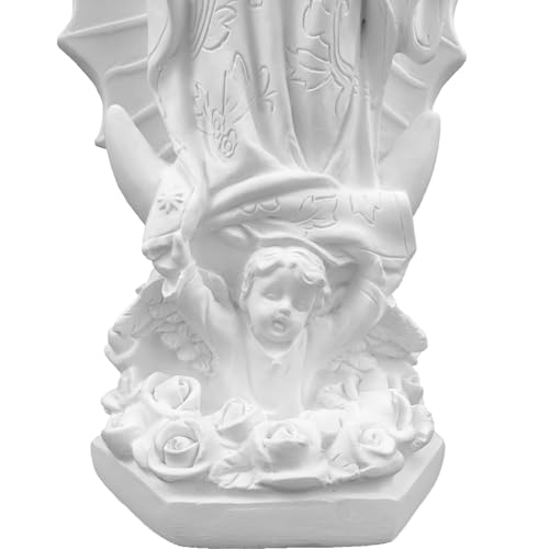 Our Lady of Guadalupe Statue, White Virgen de Guadalupe Statues, Small Mexico Virgin Mary Figurine, Virgencita Maria Estatua Resin Catholic Religious Decor 7 Inch 7 inches
