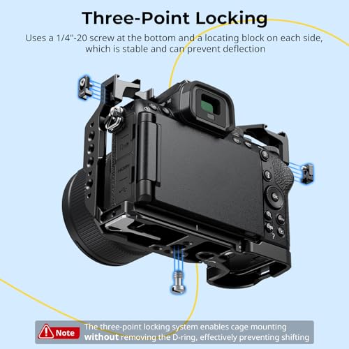 SMALLRIG Z50 II Cage for Nikon Z50 II, Aluminum Alloy Camera Cage with Dual Cold Shoe Mount, 1/4''-20 Threaded Holes, NATO Rail,QD Ports, Quick Release Plate for Arca-Swiss - 4980