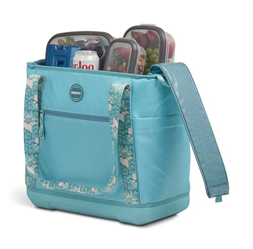 Igloo Tag Along 12-Can Satchel Cooler | Insulated Cooler Bag with Sturdy EVA Base Lagoon Teal Tote 36-Can