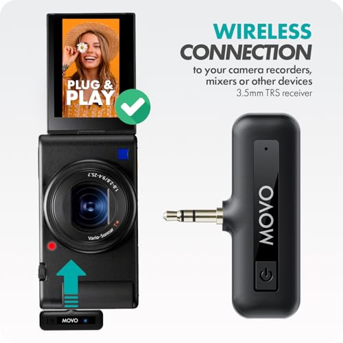 Movo VXR10 Shotgun Mic with WM-VXR10 Wireless Camera Microphone Adapter and Tripod - Compatible with Canon, Sony, Nikon and Other DSLR Cameras - Ideal for Vlogging, Filmmaking, and Content Creation 3.5mm / Camera