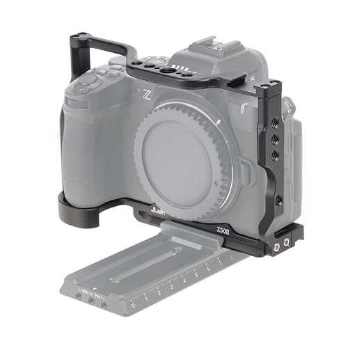 Hersmay Aluminum Z50 II Camera Cage Video Stabilizer for Nikon Z50 II Mirrorless Vlogging Camera Kit with Cold Shoe,Handle Locating Holes,Multiple 1/4" 3/8" Screw Holes
