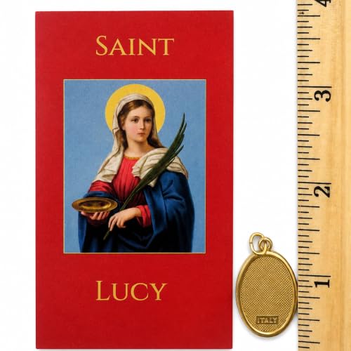 Westmon Works St Lucy Medal Gold-Tone Italian Metal with USA Made Holy Card