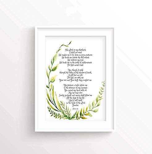 Psalm 23 Poster Picture, The Lord is My Shepherd Wall Art Print
