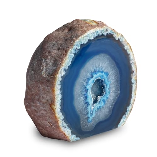 Serafino Brazilian Agate Geode – Natural Healing Crystal for Meditation, Reiki, Home Decor & Spiritual Gifts – Unique Energy Stone Blue