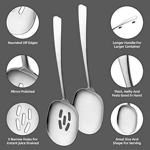 SOLEADER Extra Large Serving Spoons for Buffet,12 Inch Stainless Steel Set Large Serving Spoons 12" Set of 6