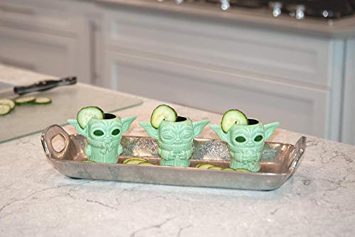 Geeki Tikis Star Wars The Mandalorian The Child Mini Muglets Set of 3-2.5-Ounce Green Ceramic Cup Fun Small Drinking Glass for Coffee, Water, Tea - Perfect Fan Gift - Licensed Merchandise