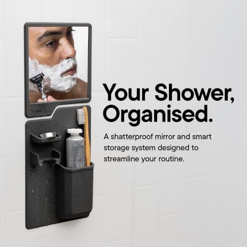 TOOLETRIES Harvey & Oliver, Shower Organizer & Shaving Mirror - Charcoal
