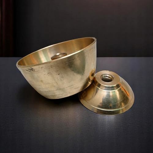 Brass Akhand Diya 2 Inch 80g – Traditional Oil Lamp for Puja, Aarti & Temple Use, Long Burning Jyot, Hindu Religious Diya for Home Mandir, Festival Decor & Spiritual Lighting