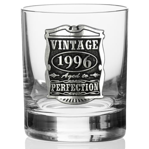 English Pewter Company Vintage Years 1996 30th Birthday or Anniversary Old Fashioned Whisky Rocks Glass Tumbler - Unique Gift Idea For Men [VIN130]