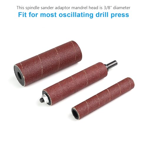 Spindle Sander Adapter 4-1/2" x 1/2" with Rubber Sanding Drum Kit OD 3/4", 1", 1-1/2" and Sandpaper Sleeves Grit # 80,120 - S/16