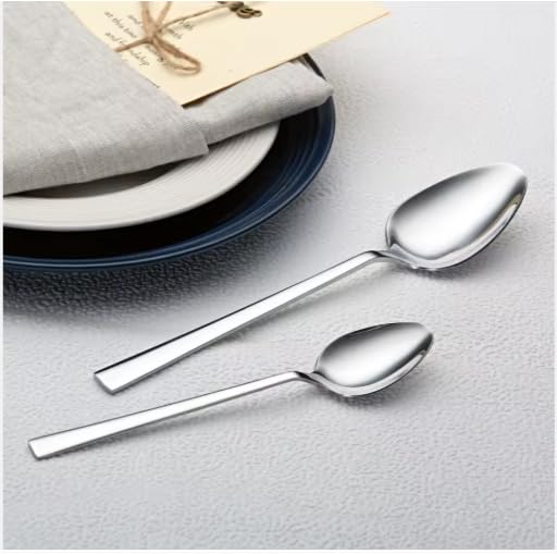 Dinner Spoon, 7.5 Inch Stainless Steel Soup Spoon for Home, Kitchen or Restaurant, Non-toxic & Mirror Polished, Squared Edge & Dishwasher Safe (12 Pcs Spoons) 12 Pcs Spoons