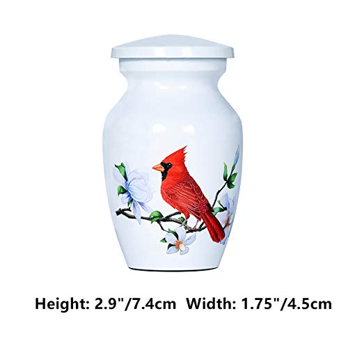 Small Cardinal Urn for Human or Pet Ashes, 4 Mini Funeral Memorial Urns 4 Keepsake Urns
