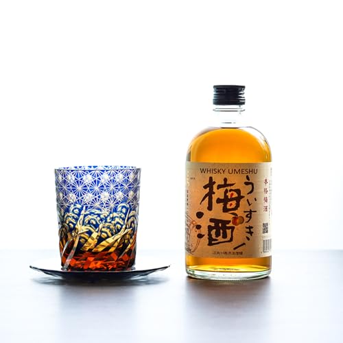 JINZHI Old Fashioned Glasses 8OZ Blue Crystal Drinking Glassware for Whiskey Cocktail Scotch with Gift Box