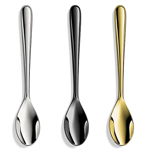 Demitasse Espresso Spoons, Black Gold Plated, 4.7 Inch, Set of 4