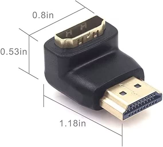 [Australia - AusPower] - VCE HDMI 90 and 270 Degree Adapter 2-Pack, Right Angle HDMI Male to Female L Adapter Connector 3D&4K Supported 