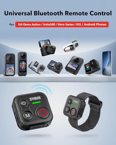 SYMIK Remote Control for Insta360, Bluetooth Remote for GoPro and DJI