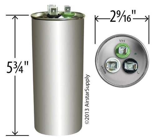 [Australia - AusPower] - Goodman CAP050700440CT Replacement - 70 + 5 uf/Mfd 370/440 VAC AmRad Round Dual Universal Capacitor, Made in The U.S.A. 