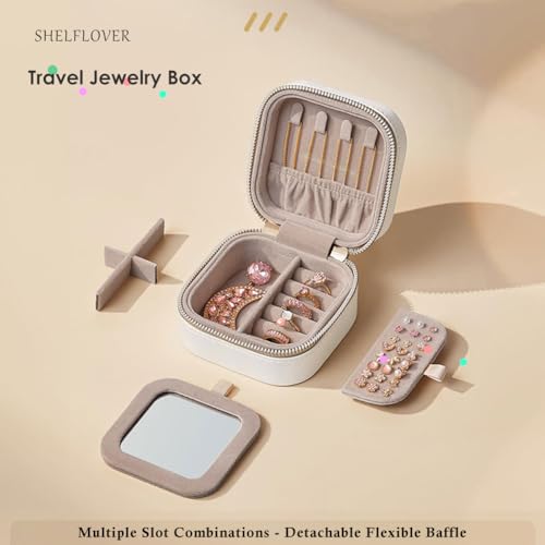 2-Packs Pure White & Black Small Jewelry Box, Easy Carried Travel Jewelry Organizer PU Leather Mini Holder Box, Necklace, Earring, Rings, Bracelets