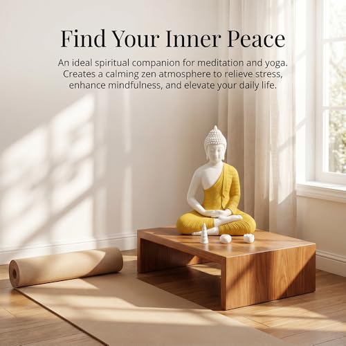 8.6" Shakyamuni Buddha Statue Yellow Ceramic Zen Decor 8.6INCH