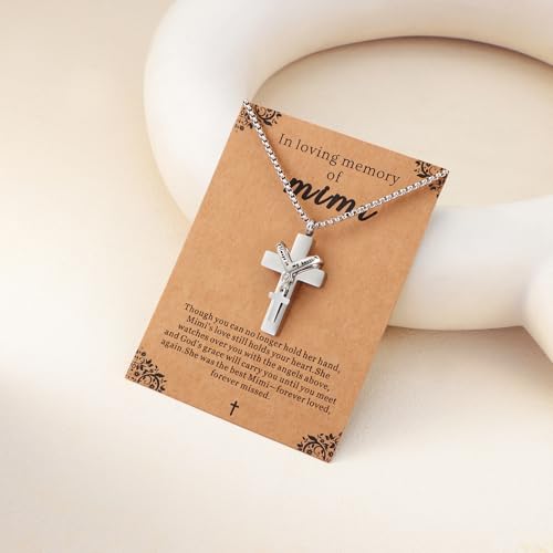 Cremation Cross Necklace for Ashes Cross Urns Locket Pendant Ashes Holder Stainless Steel Memorial Jewelry Miss You Mimi