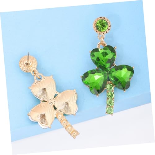 Shamrock Earrings Studs for St Patricks Day Sparkly Rhinestone Leaf Earrings Elegant Holiday Festival Accessories for Women Party