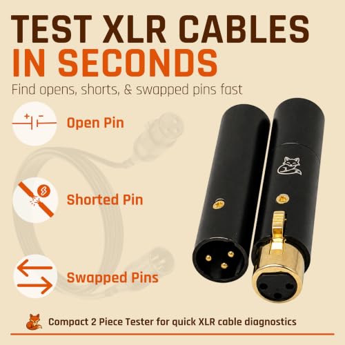 SilentFox Audio XLR cable tester with 3-pin microphone continuity checker for network and cable testing