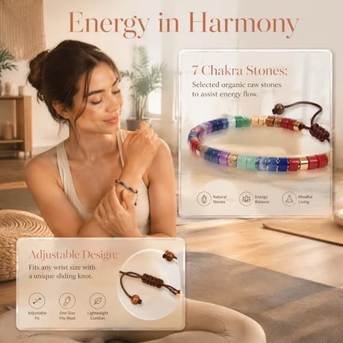 Spiritual Gifts for Women, 1pc 7 Chakra Natural Stone Bracelet A