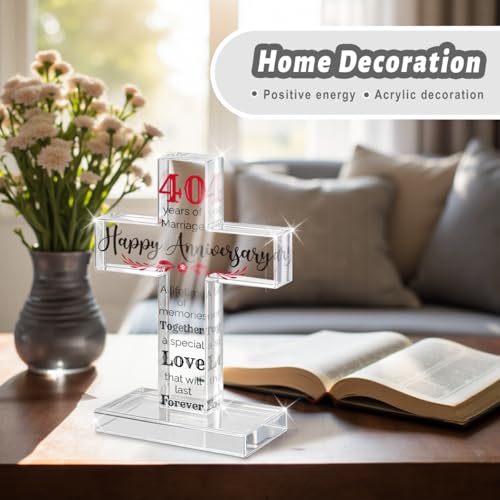 PVOPVO 40th Wedding Anniversary Religious Cross Gifts for Him Her 40 Year Anniversary Romantic Gift for Women Men Couple 40 Years of Marriage Gifts for Couple 40th Anniversary