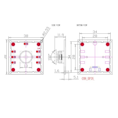 New 3PCS 100 Degree Camera Module 1MP OV9732 1280x720 USB Free Driver Manual Focus,with 3 Meter Cable for WinXP/7/8/10