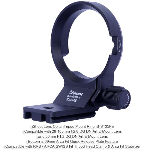 Lens Collar Tripod Mount Ring Compatible with Sigma 28-105mm F2.8 DG DN Art, 50mm F1.2 DG DN Art, 50mm F1.4 DG HSM Art, 28mm F1.4 DG HSM Art (E-Mount), Bottom is Arca-Swiss Fit Quick Release Plate