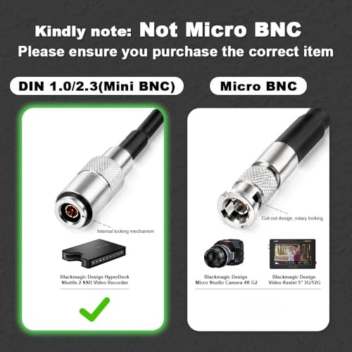 Uonecn Timecode Cable DIN 1.0/2.3 to 3.5mm TRS 90 Degree Time Code Cord for Canon R5C Tentacle Sync Easy-plug DIN to RightAngle 3.5mm