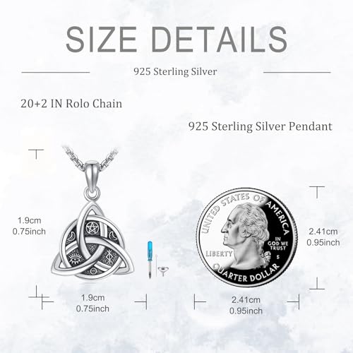POPLYKE Celtic Urn Necklace for Ashes 925 Sterling Silver Celtic Knot Ashes Necklace Moon Star Urn Necklace Irish Cremation Jewellery