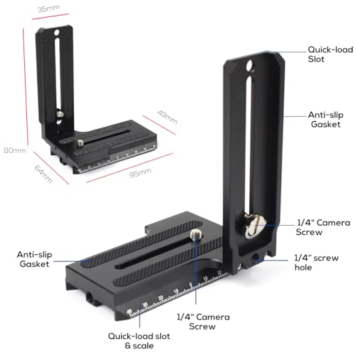 Aluminum L Bracket Vertical Horizontal Switching Quick Release Plate for Zhiyun Weebill-S Crane 2/3 Gimbal Stabilizer Tripod Monopod and SLRs