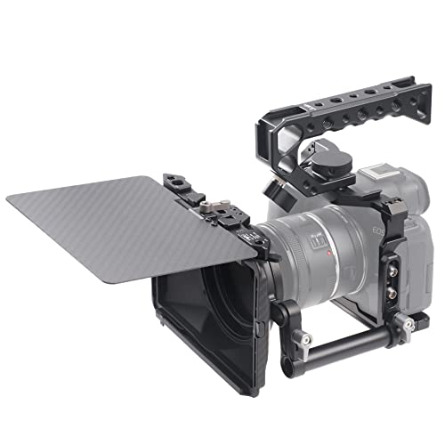 Hersmay EOS R6 II / R6 III Camera Cage with Top Handle for Canon EOS R6 Mark II, R6 Mark III Mirrorless Camera Aluminum Alloy Film Movie Making Camera Video Cage with Shoe Mount For Canon EOS R6II/III