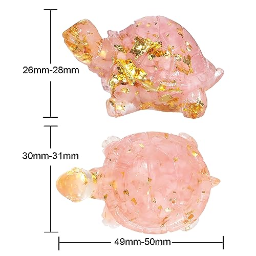 Rockcloud Pack of 2 Rose Quartz Crystal Resin Turtle Pocket Stone Pink